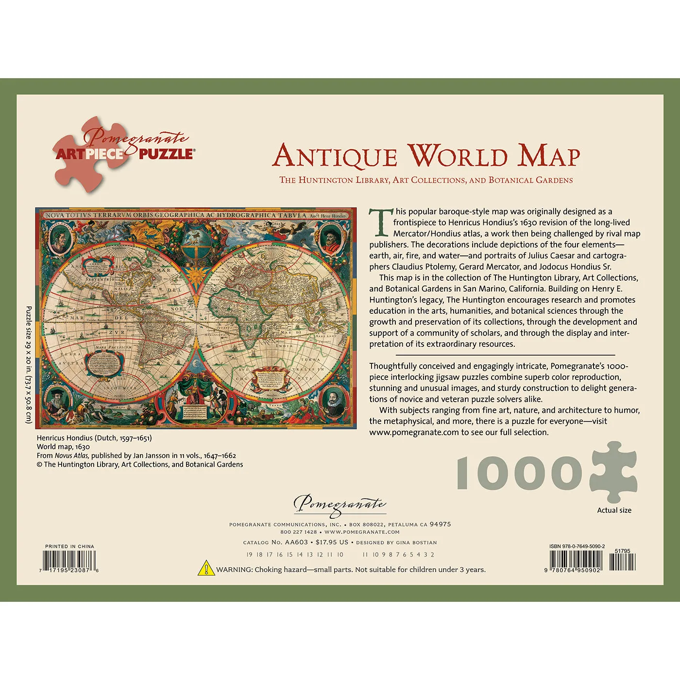 Antique World Map Puzzle - 1,000 Pieces