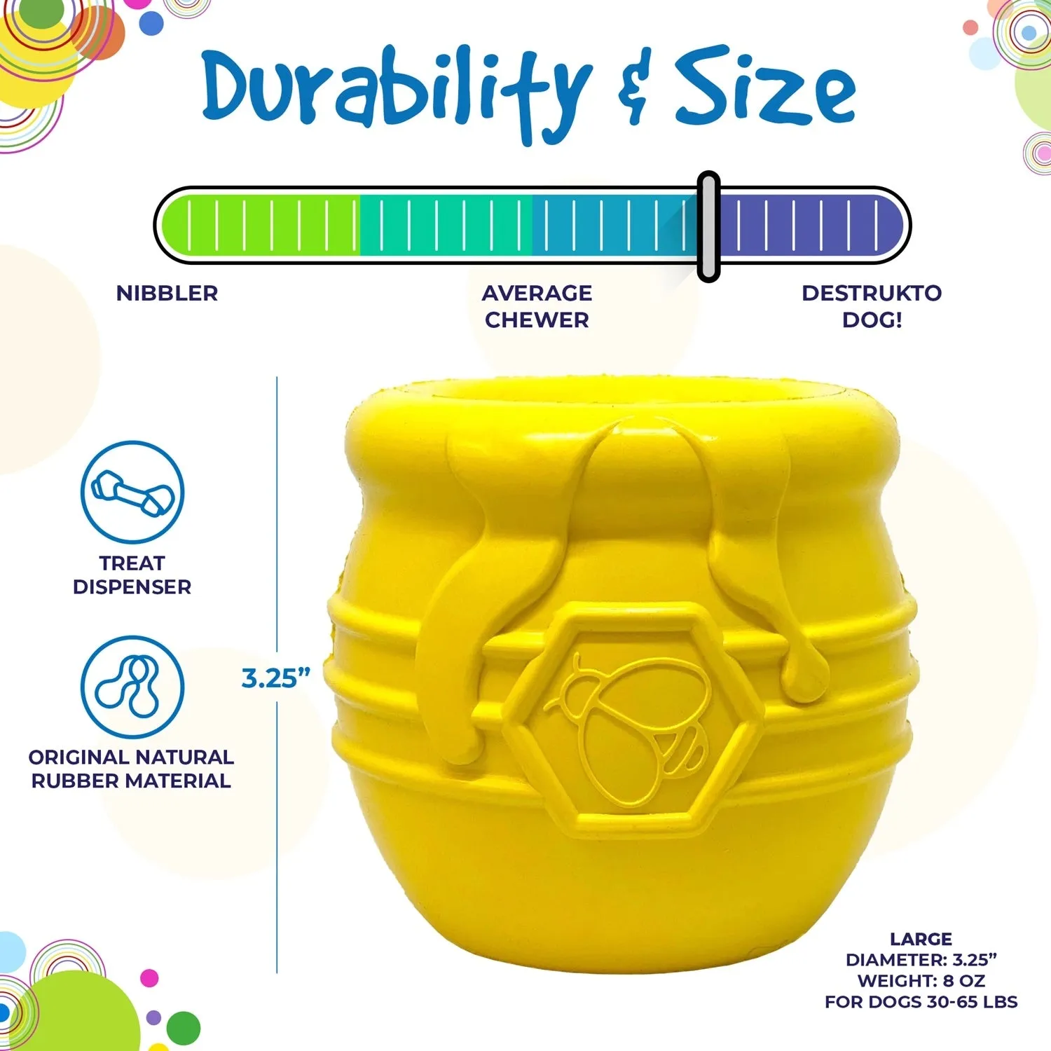 NEW! Honey Pot 2.0 Large Durable Rubber Treat Dispenser & Enrichment Toy for Dogs