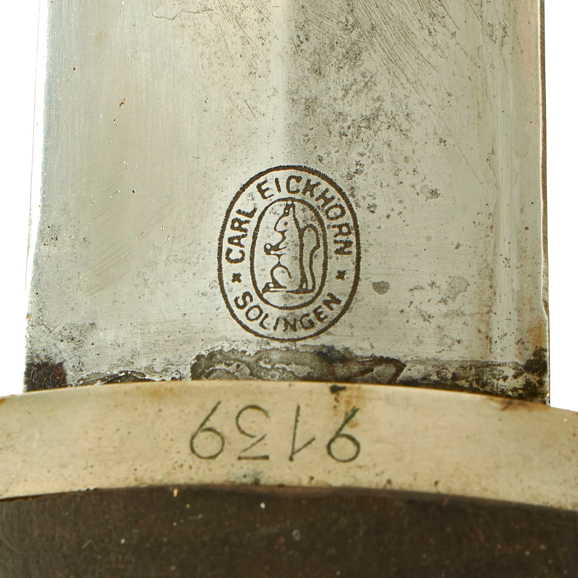 Original German WWII Early Partial Ground Röhm Signature Identified Numbered M33 SS Dagger by Eickhorn with Scabbard & Rare Vertical Belt Hanger