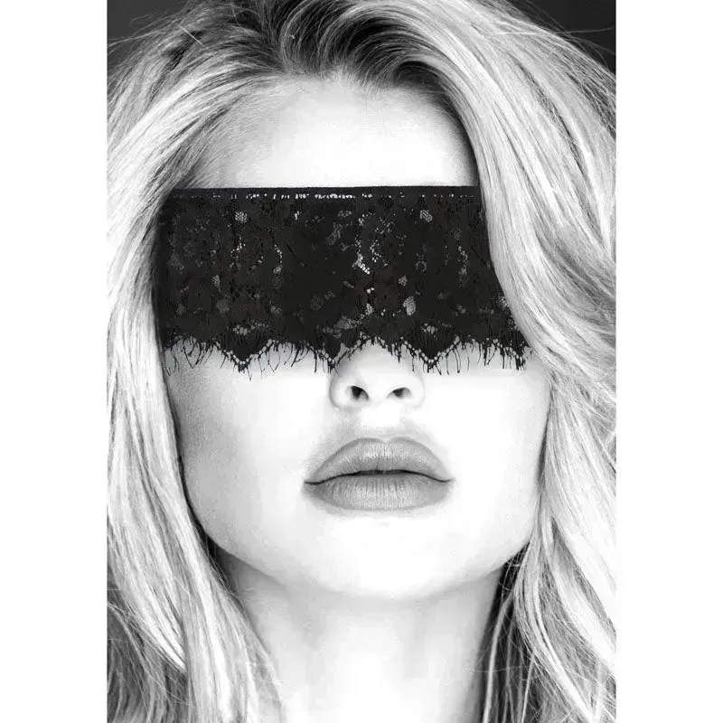 OUCH!  & White Lace Mask With Elastic Straps -  Eye Restraint