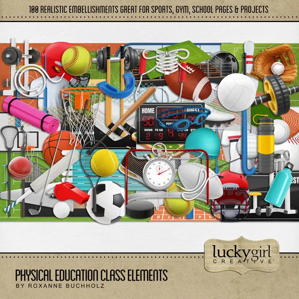 Physical Education Class Digital Scrapbook Kit