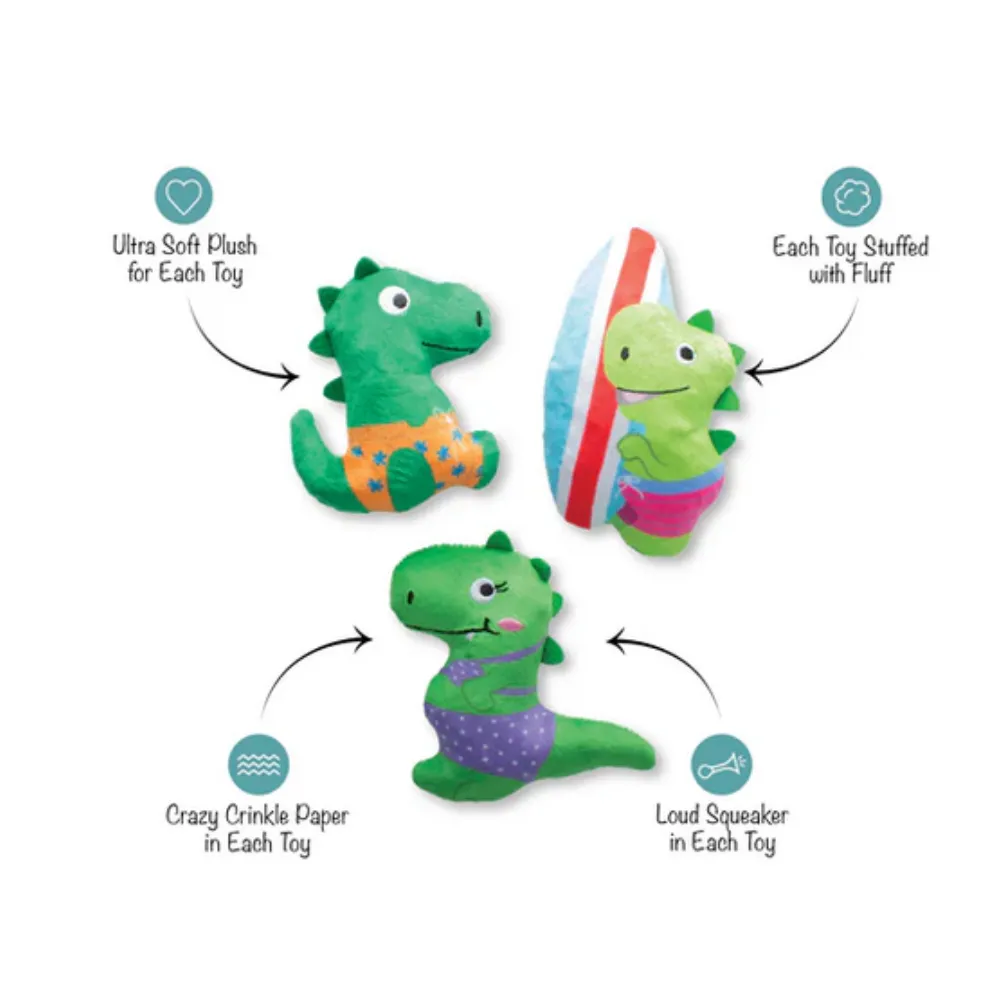 Rawrin Summer Plush Dog Toy 3pk