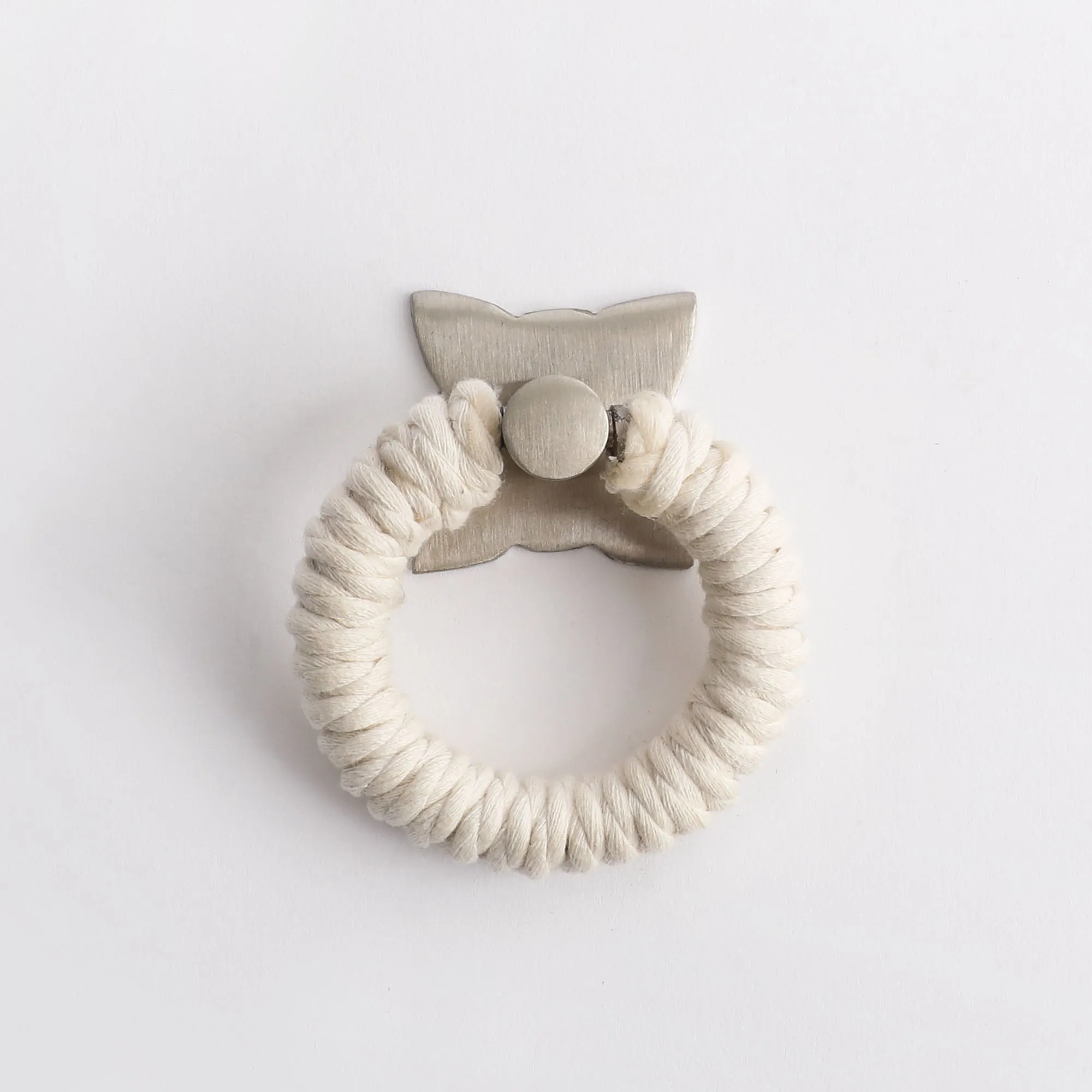 Rope Pull - White Cotton with Satin Nickel