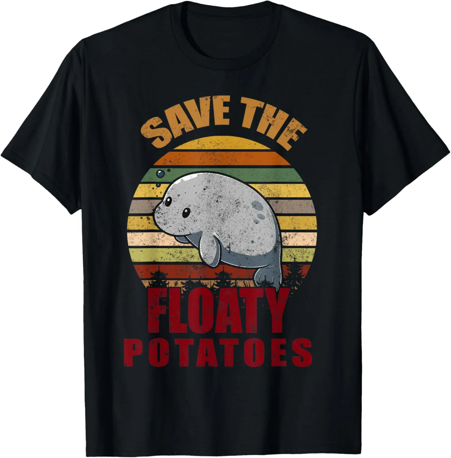Save The Floaty Potatoes Retro Vintage Sunset Tshirt T-Shirt