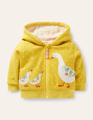 Shaggy-lined Hoodie-Sweetcorn Yellow Ducks
