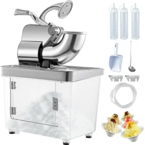Vevor 110V Commercial Ice Crusher 440LBS/H, ETL Approved 300W Electric Snow Cone Machine with Dual Blades, Stainless Steel Shaved Ice Machine with Safety On/Off Switch