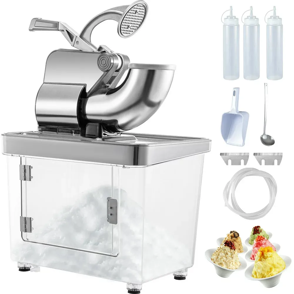 Vevor 110V Commercial Ice Crusher 440LBS/H, ETL Approved 300W Electric Snow Cone Machine with Dual Blades, Stainless Steel Shaved Ice Machine with Safety On/Off Switch