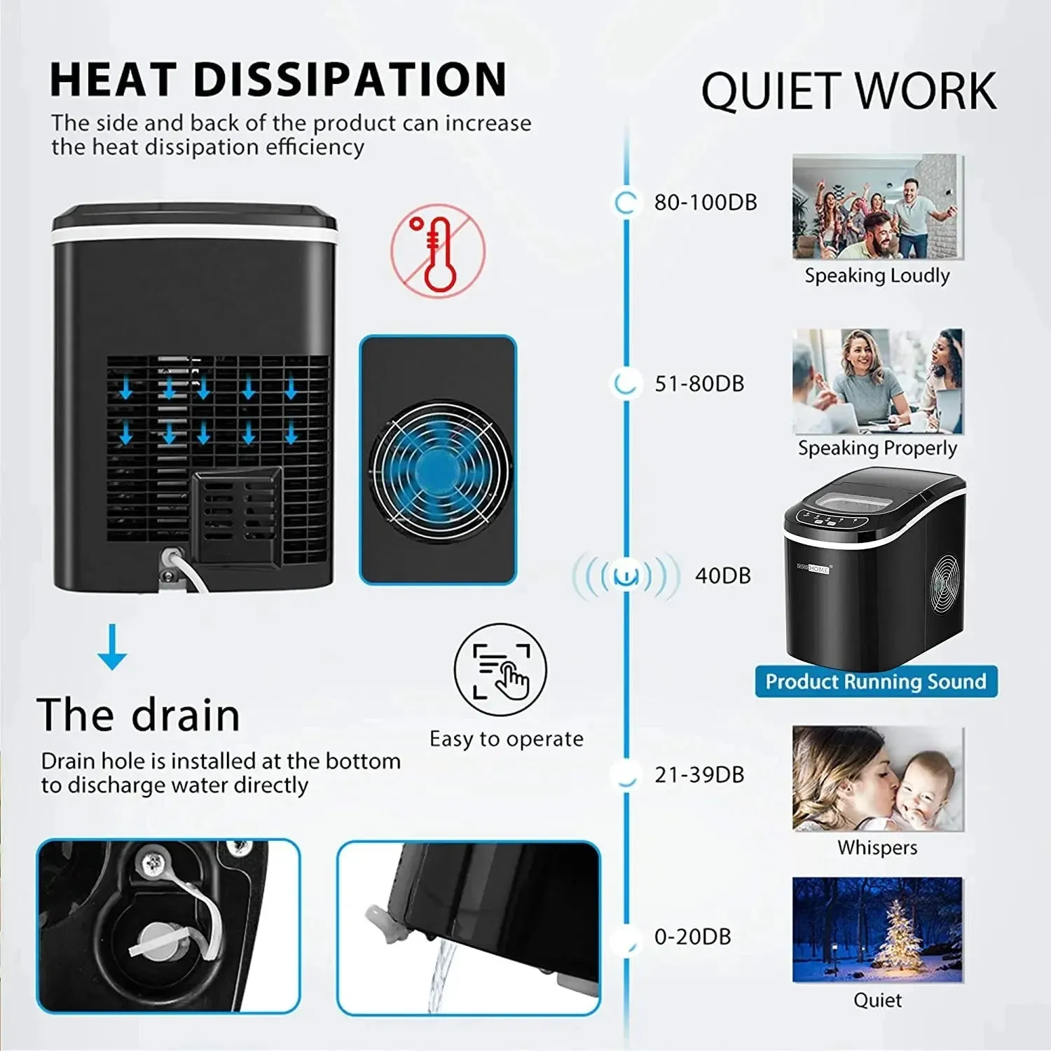 VIVOHOME Portable Compact Electric Ice Maker Machine,Countertop Ice Maker 26Lbs/Day,Self-Cleaning Portable Ice Maker Machine,Black